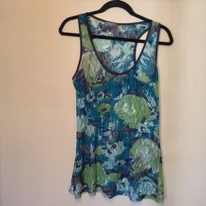 Sheer blue floral tank top